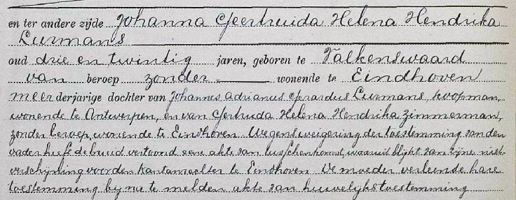 Huwelijksakte 1916 Johanna Geertruda Helena  Hendrika