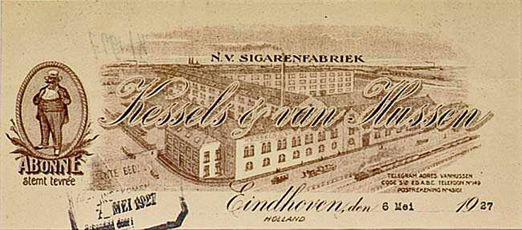 Briefhoofd Kessels &  van Hussen sigarenfabriek 1927